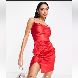 NaaNaa cowl neck strappy body-conscious mini dress in red